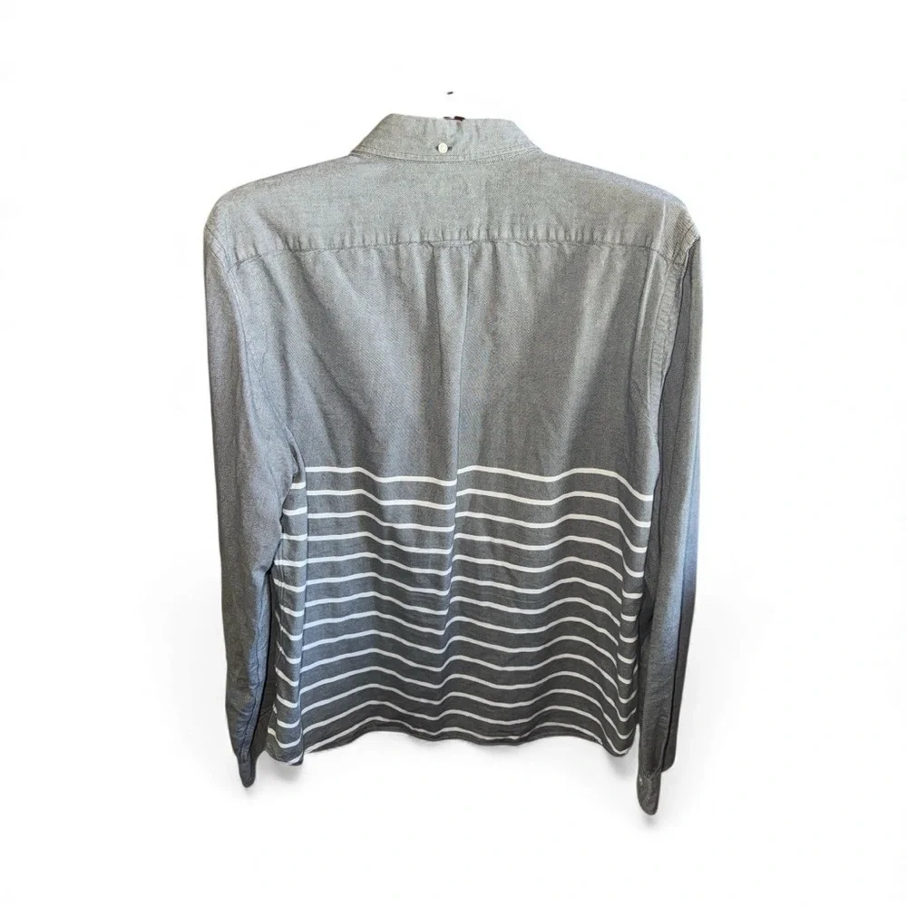 J. Crew Men's Gray and White Striped Button Down Shirt